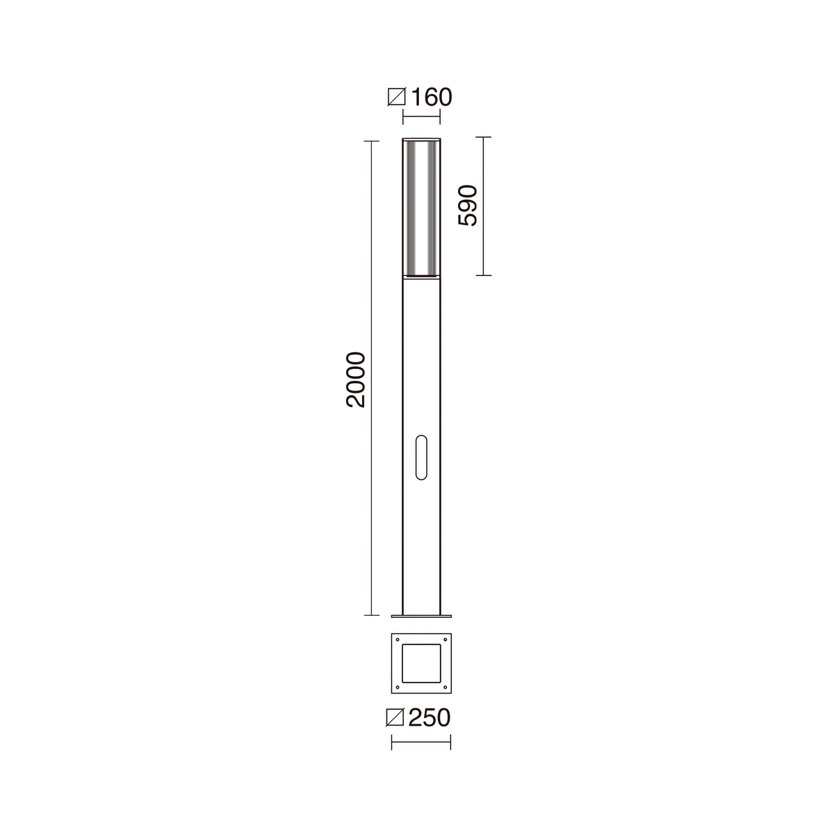 Borne extérieure Aura IP65, H 200 cm, 3000 K