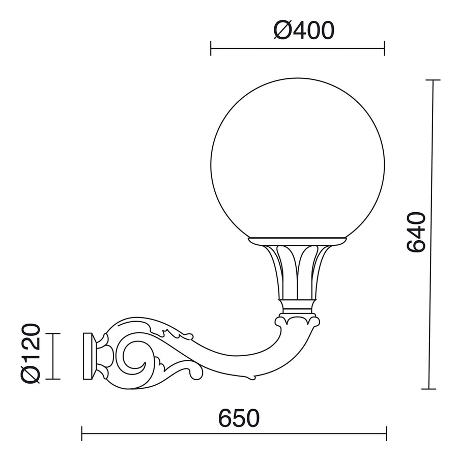 Applique extérieure Indura Globo IP65, noir, H 64 cm