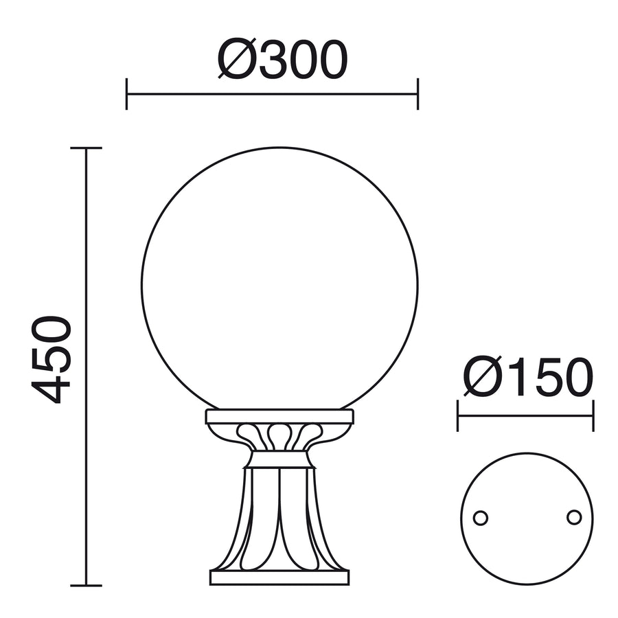 Borne extérieure Indura Globo IP65, noir, H 45 cm
