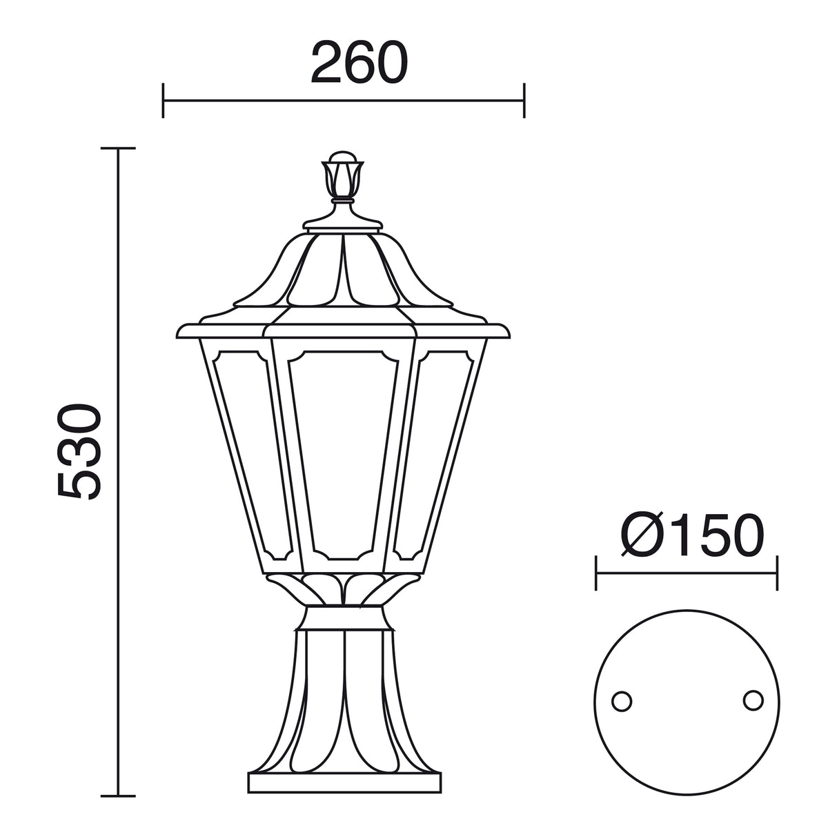 Borne extérieure Indura Medium 6 modèle moyen IP55, noir, H 53 cm