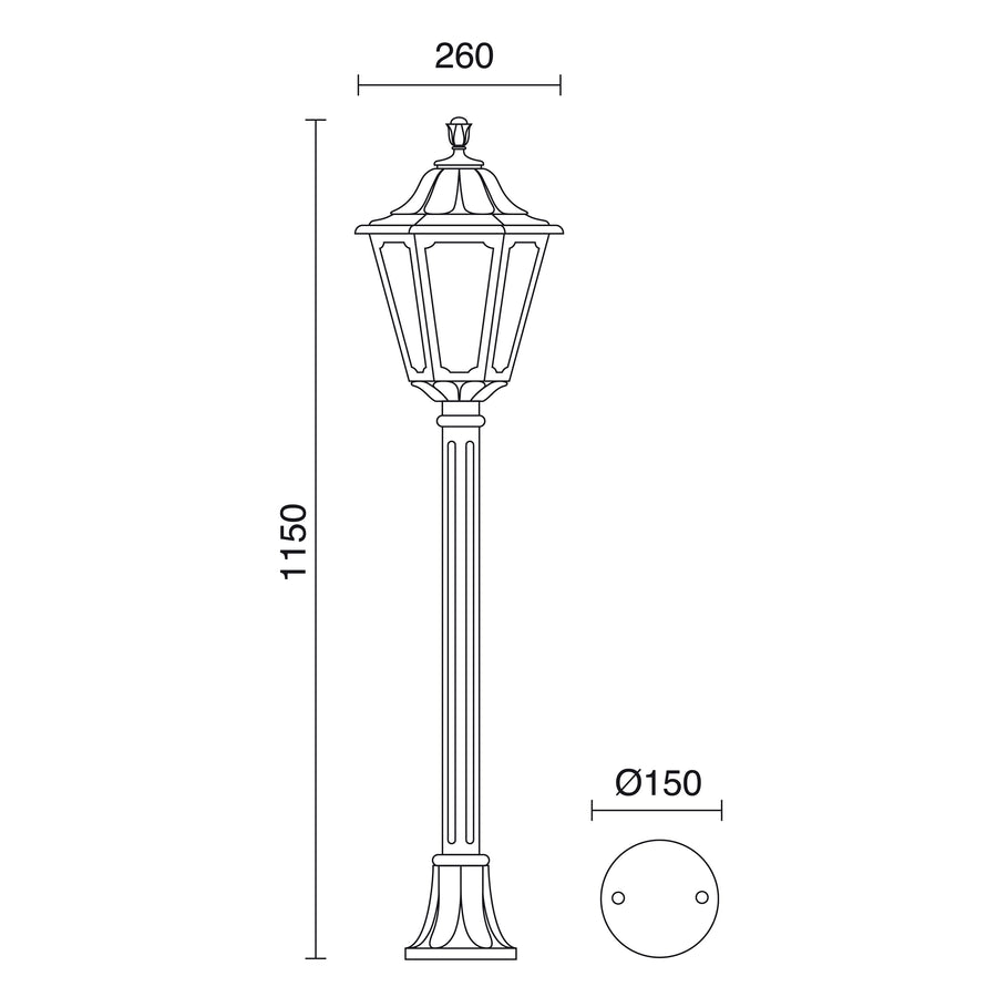Borne extérieure Indura Medium 6 modèle moyen IP55, noir, H 115 cm