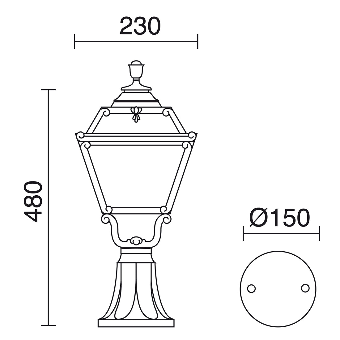 Borne extérieure Indura Mini 4 mini IP55, noir, H 48 cm
