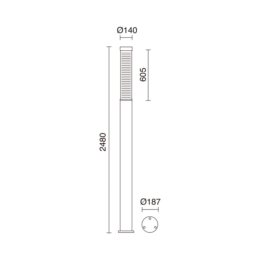 Borne extérieure Maxima IP65, anthracite, Ø 18,7 cm, H 248 cm