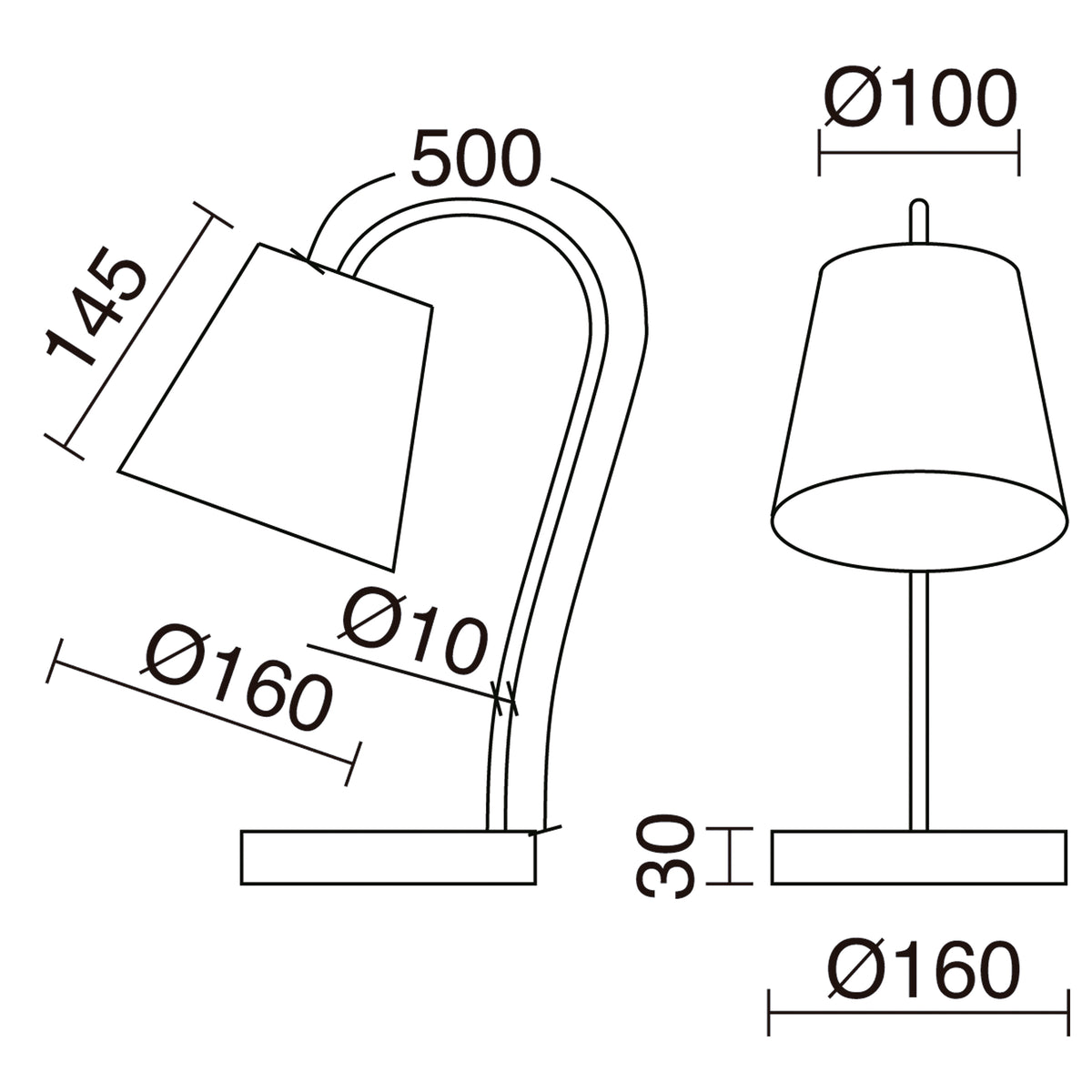 Lampe de bureau Montecarlo, coton noir