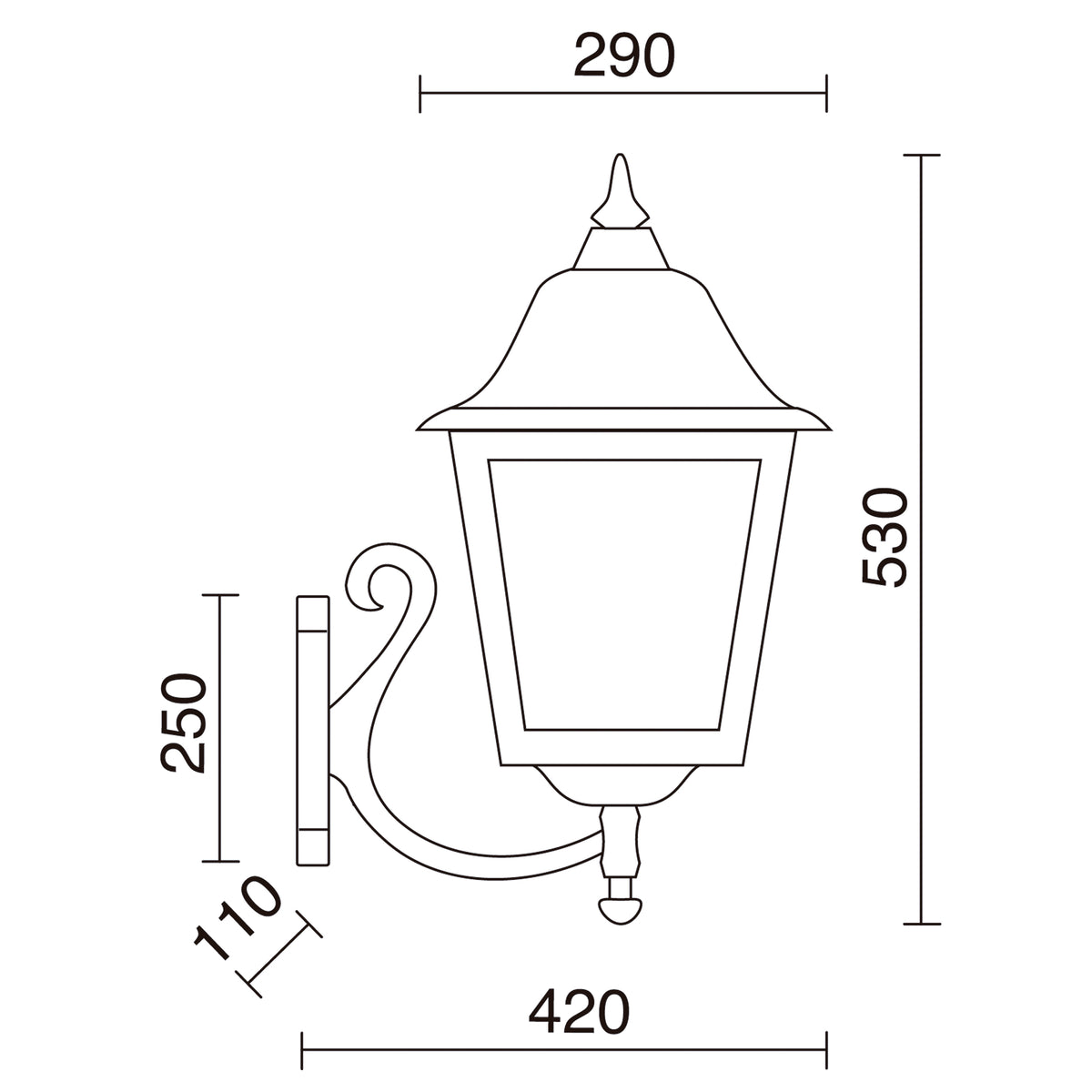Applique extérieure ROB modèle moyen IP43, verre gelé noir