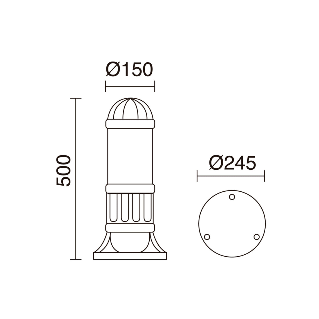 Borne extérieure Sauro IP55, noir, H 50 cm, E27