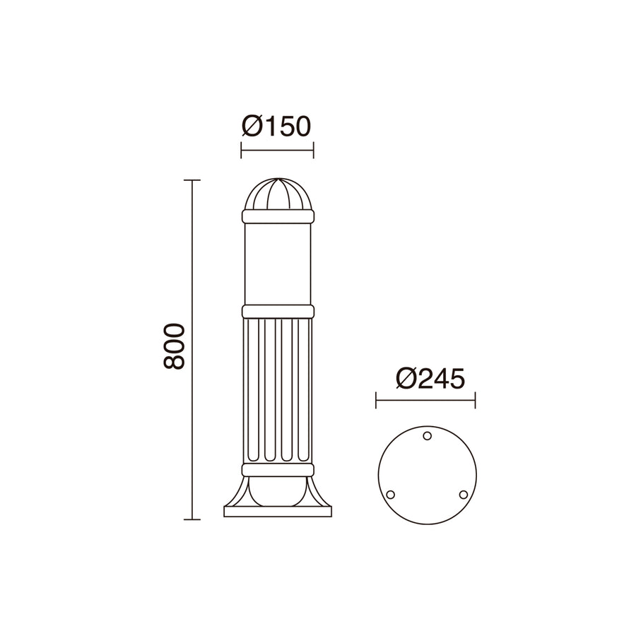 Borne extérieure Sauro IP55, noir, H 80 cm, E27