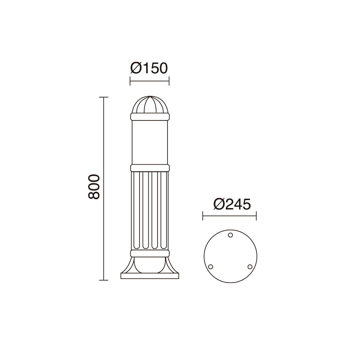 Borne extérieure Sauro IP55, noir, H 80 cm, GX53