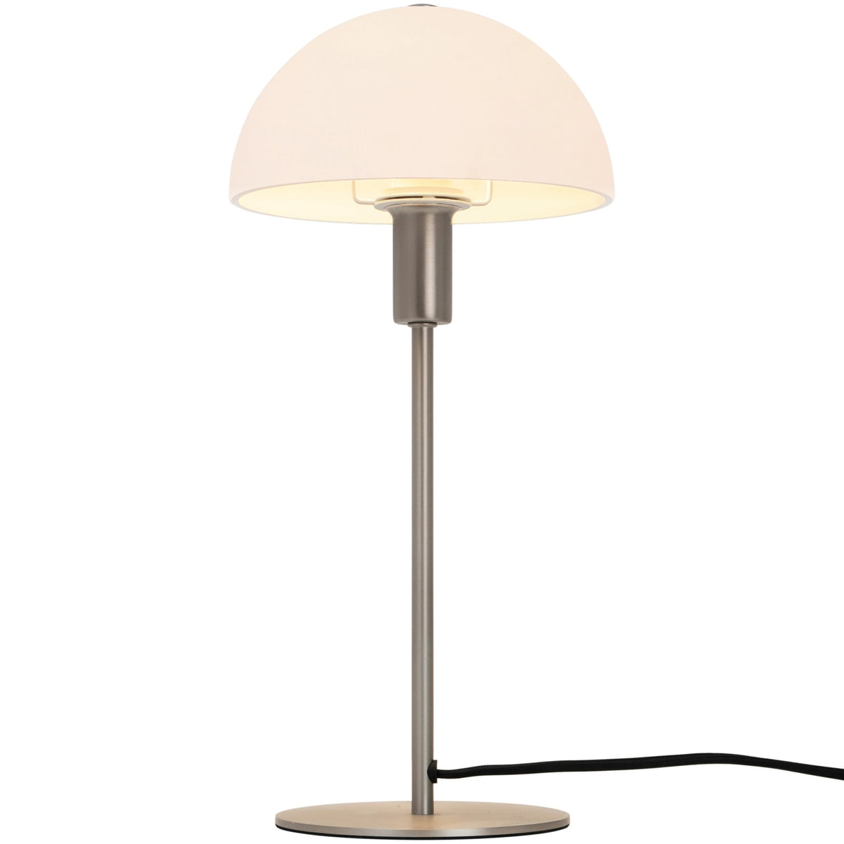 Détail de la douille et de l'intérieur du verre, lampe allumée