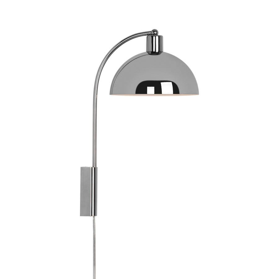 Autre angle du luminaire, bras arqué et câble d'alimentation descendant