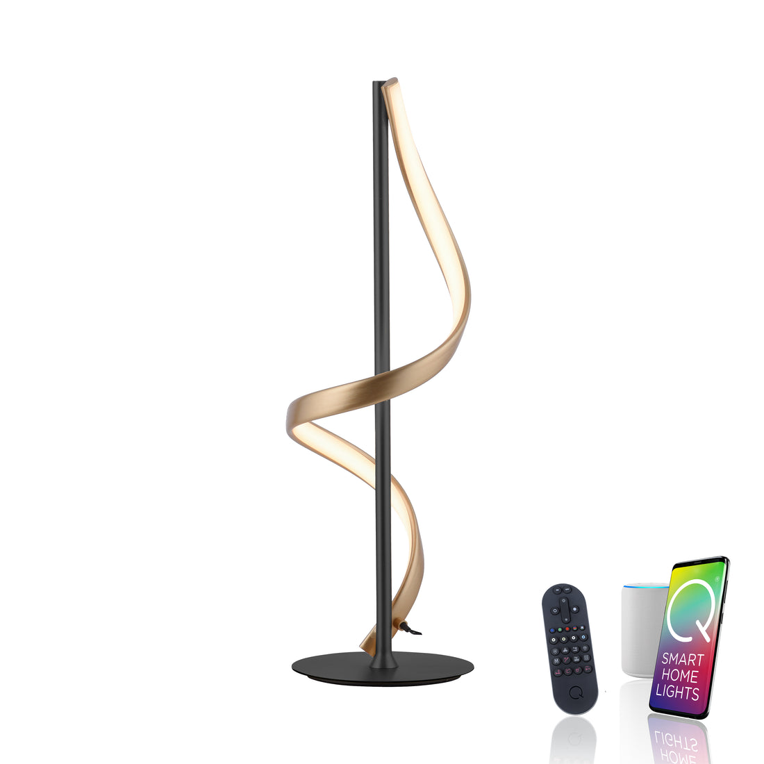Lampe à poser Q-Swing anthracite et dorée
