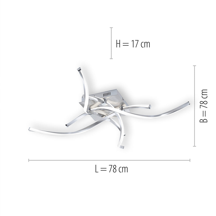 Plafonnier Polina acier, L 78 cm