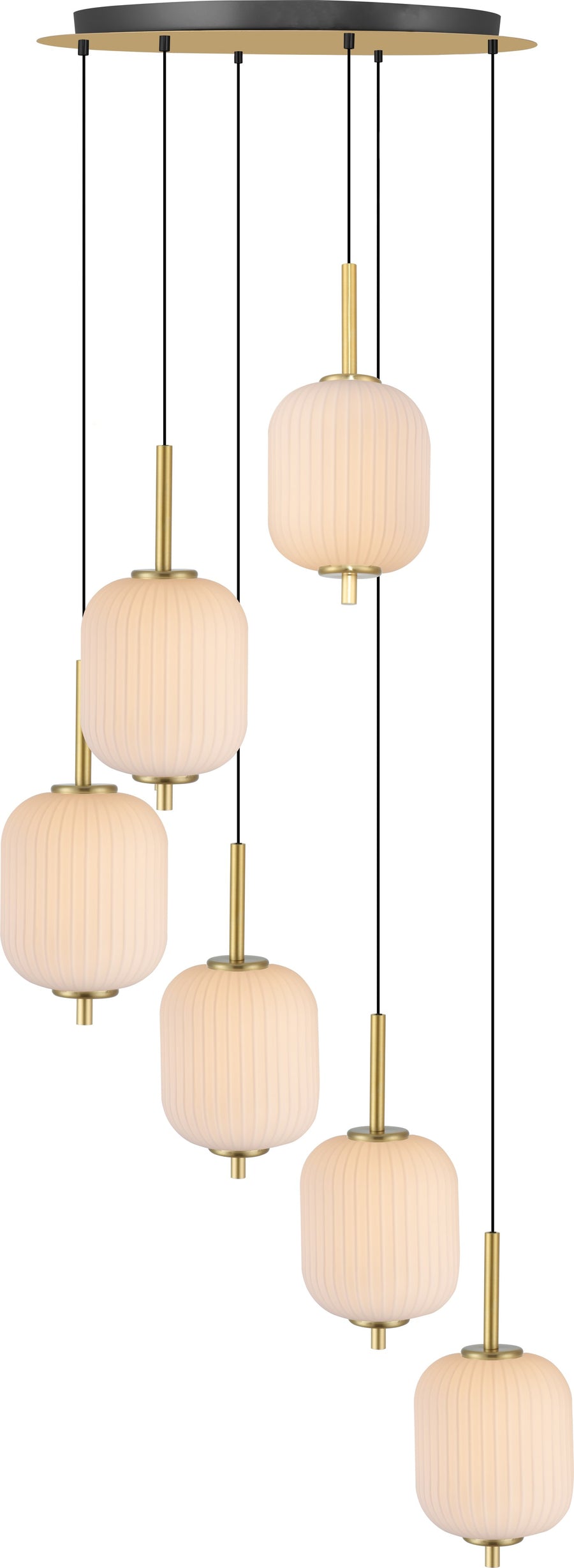 Suspension Akari dorée, verre, H 165 cm