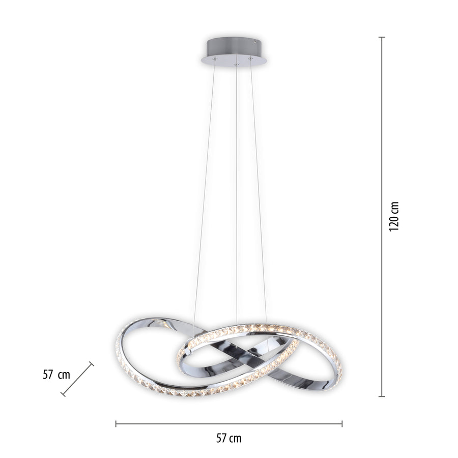 Suspension Tanja chromée, L 57 cm