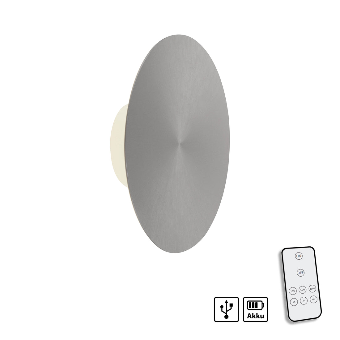Applique murale sans fil Puntua grise, H 25 cm