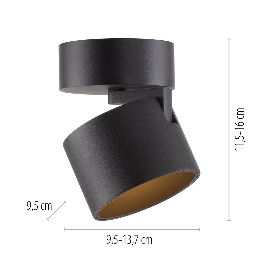 Plafonnier Pure Cup noir, L 9,5 cm