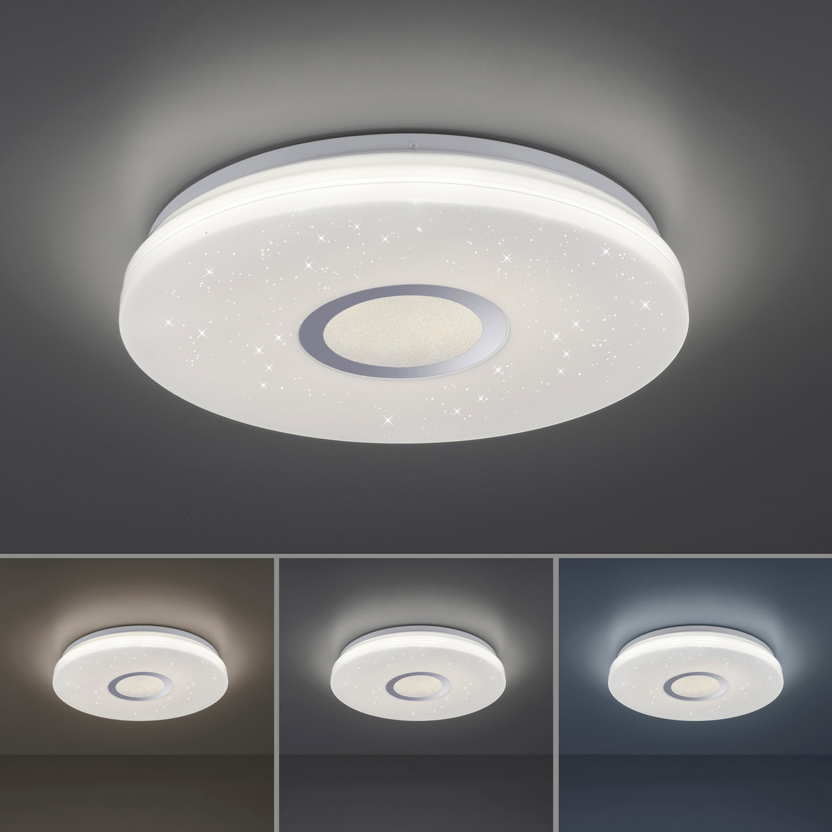 Comparatif du rendu lumineux en trois températures de couleur, du chaud au froid
