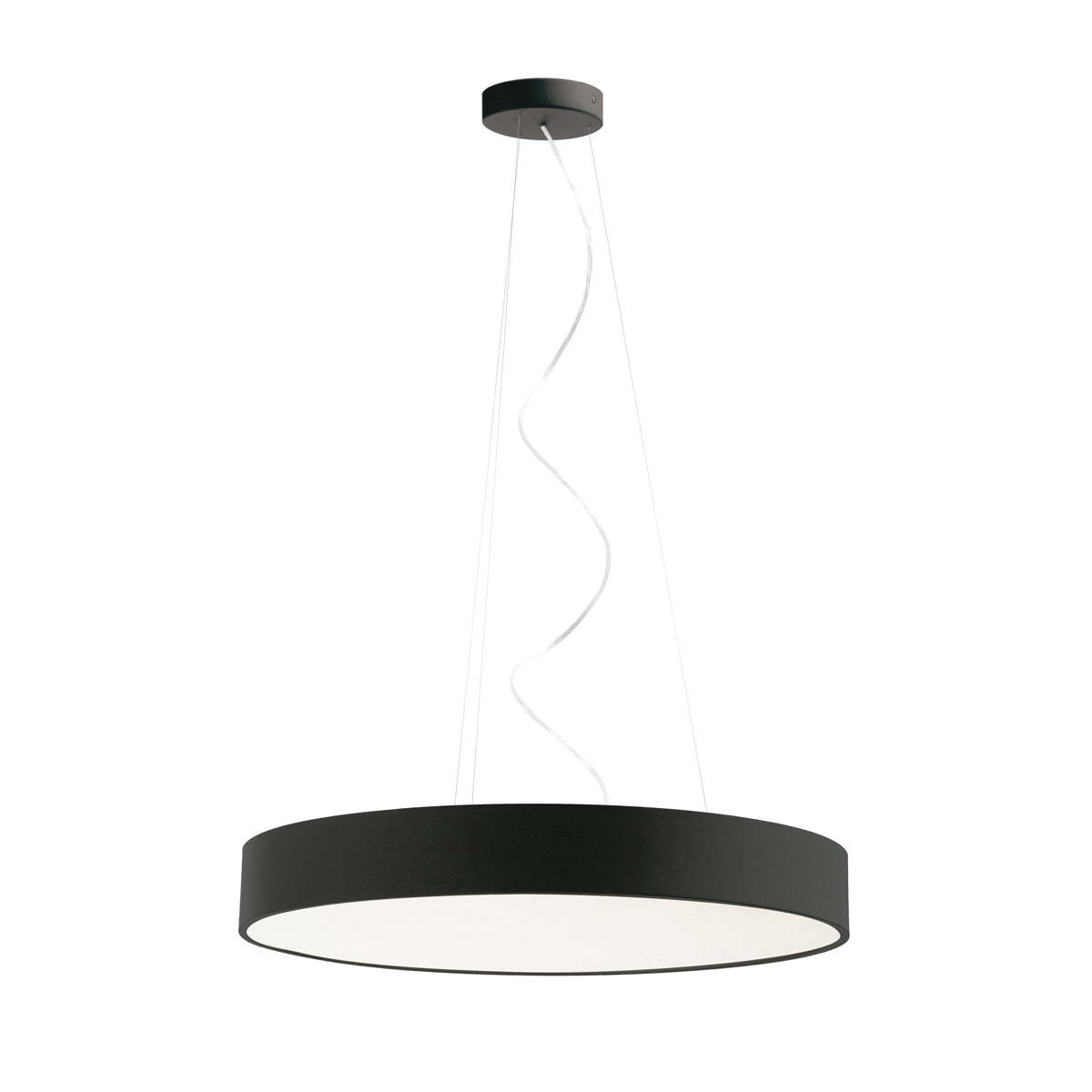 Version noire de la suspension, abat-jour cylindrique et diffuseur lumineux