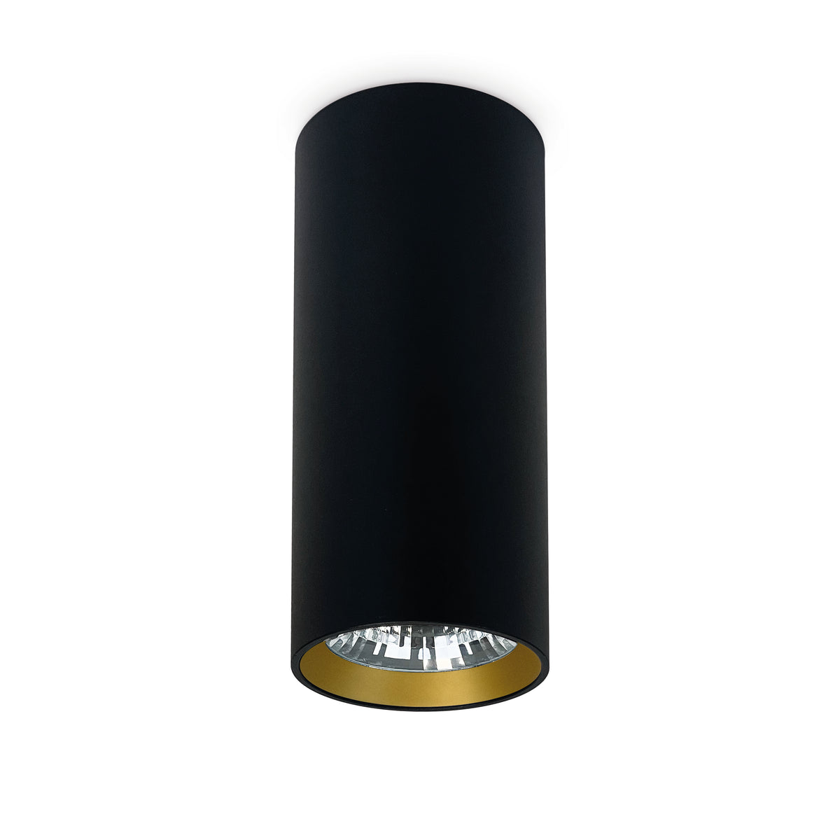 Modèle noir avec anneau intérieur doré, présenté de face sous la lumière.