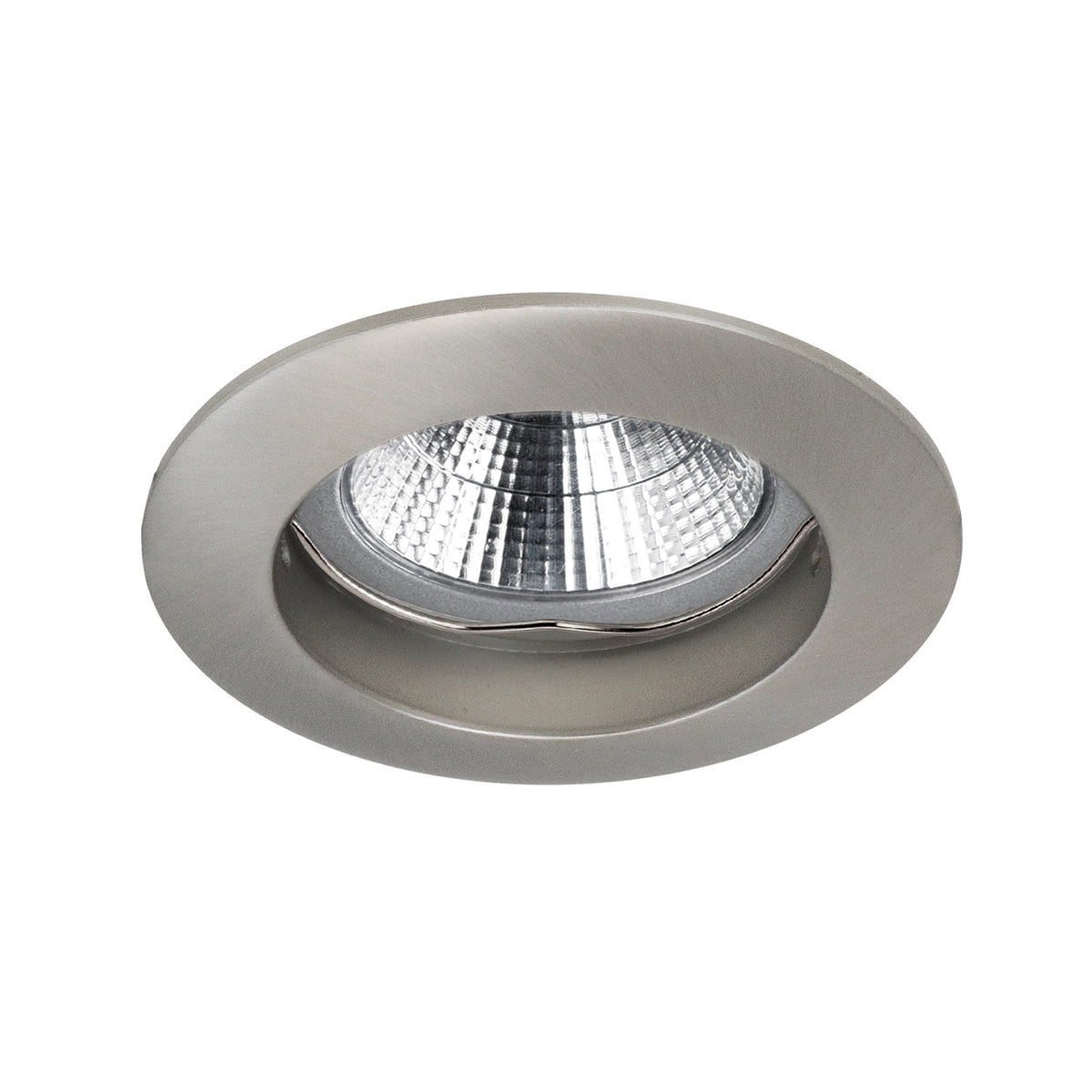 Spot encastrable rond finition nickel satiné avec réflecteur strié lumineux