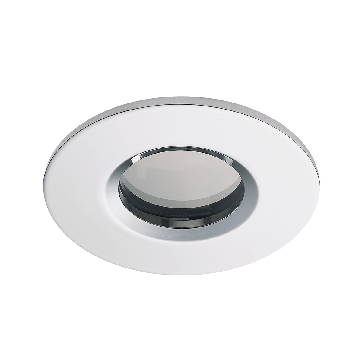 Spot rond encastrable blanc présenté de face sur fond neutre