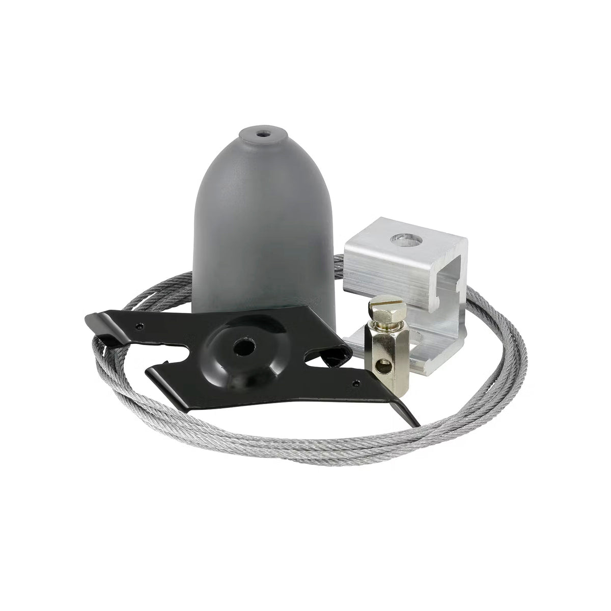 Version grise du kit de suspension, avec platine noire et câble enroulé.