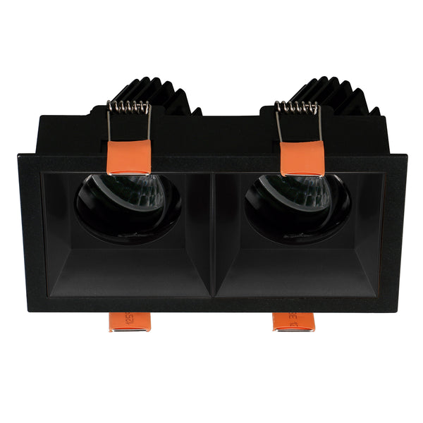 Spot encastrable orientable VIP2 double carré, optique ronde, LED intégrée, extérieur noir