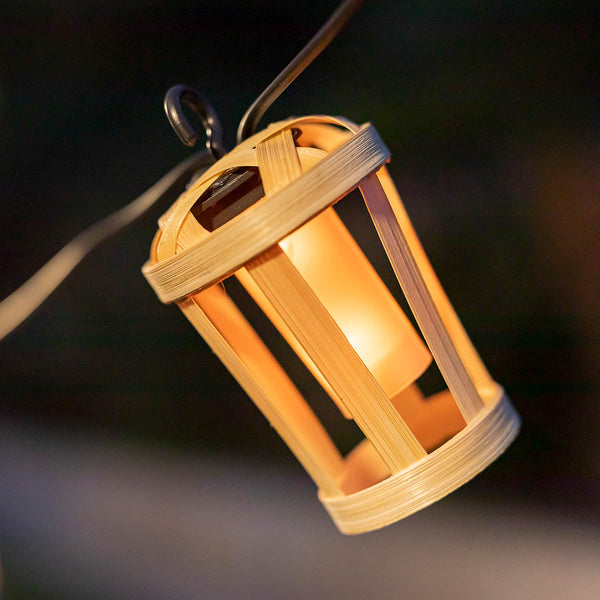 Hiama bamboo outdoor string lights, flame effect