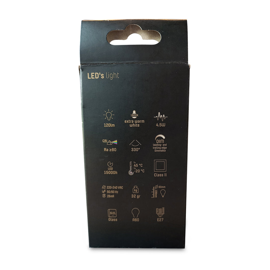 Dimmable smoked bulb with E27 base 120 lumens 1800 Kelvin 4.5 watts