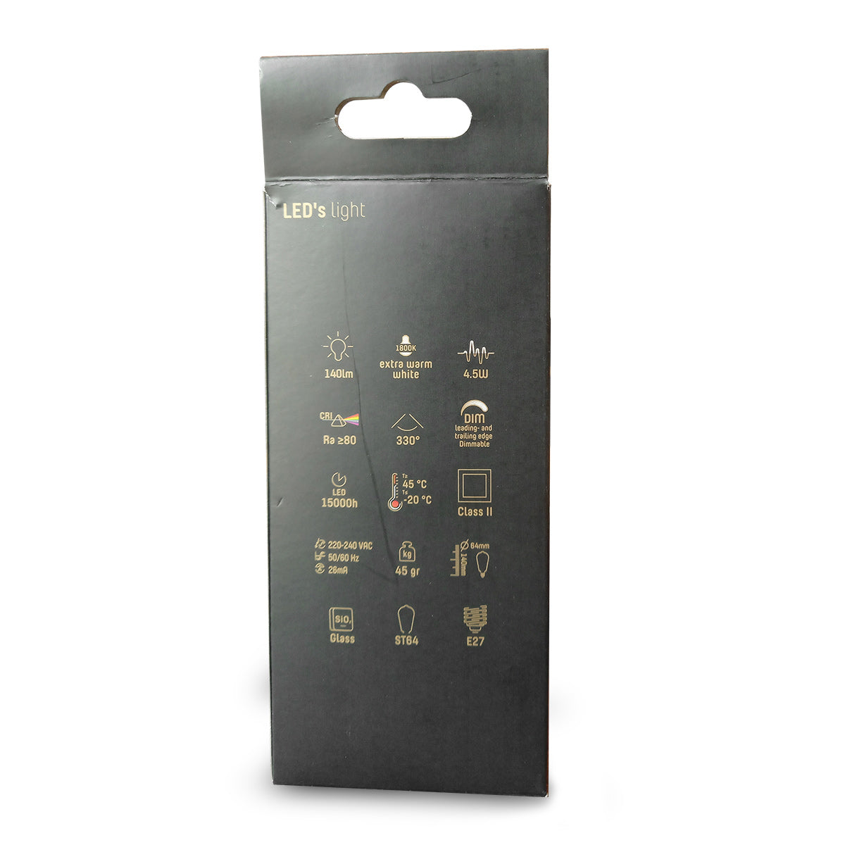 Dimmable smoked bulb with E27 base 140 lumens 1800 Kelvin 4.5 watts