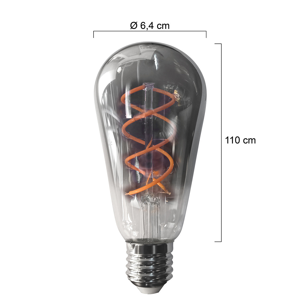Dimmable smoked bulb with E27 base 140 lumens 1800 Kelvin 4.5 watts
