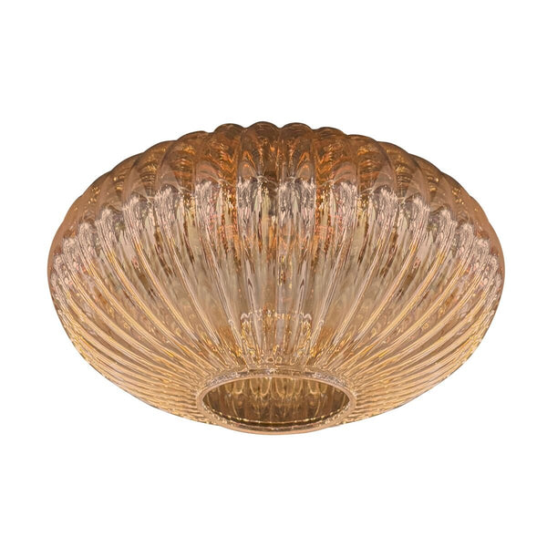 I15471S Glass Lampshade – Handmade UFO-shaped fluted glass, amber color