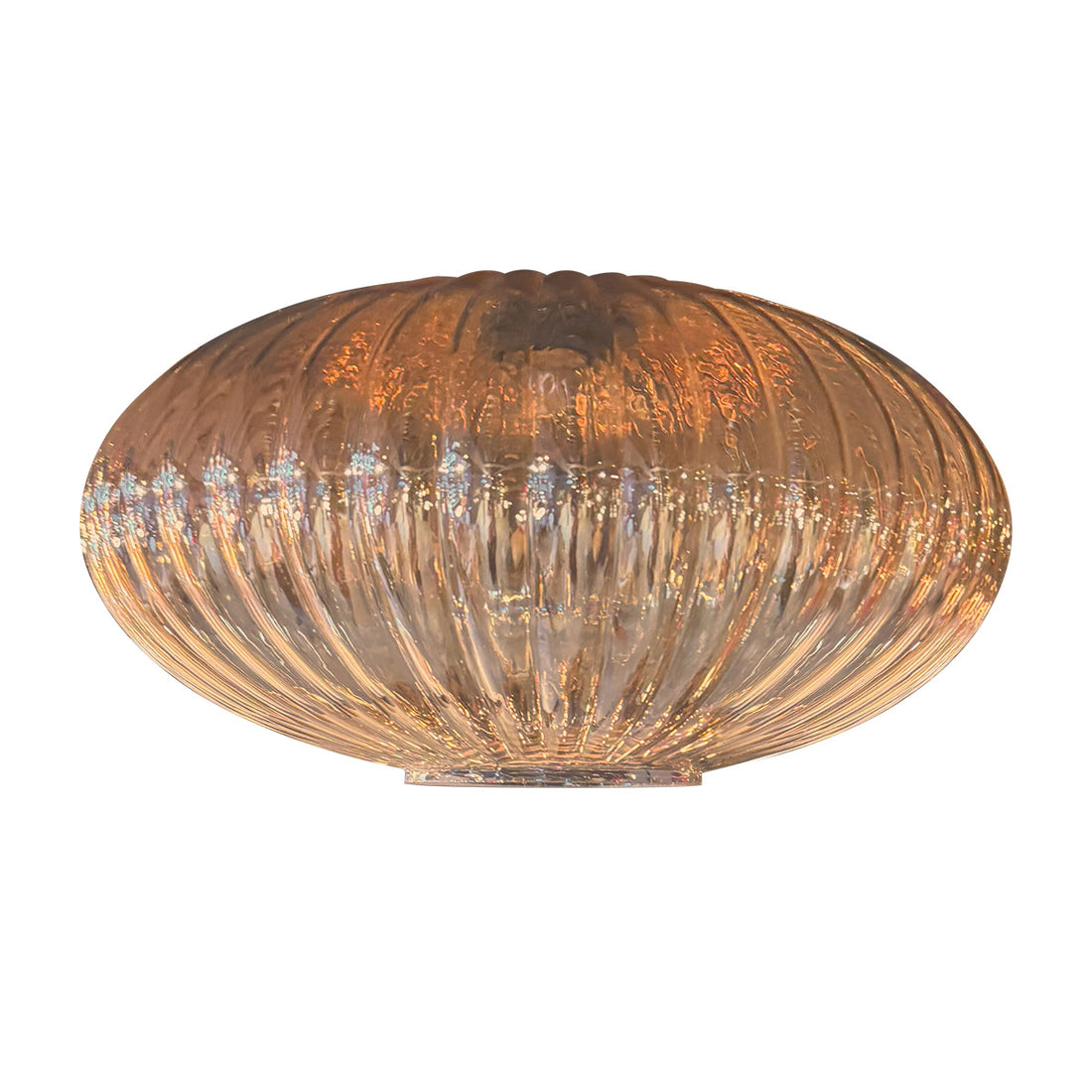 I15471S Glass Lampshade – Handmade UFO-shaped fluted glass, amber color