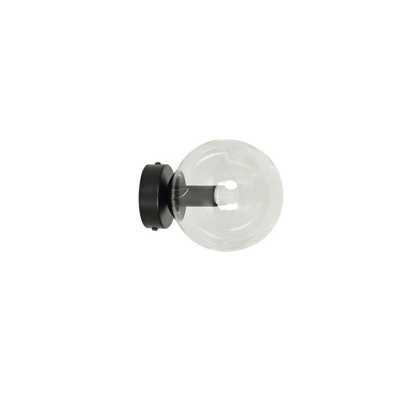 Rossi black wall lamp, clear glass