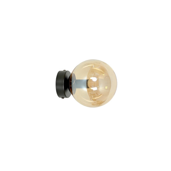 Rossi 1-light black pendant light, amber glass