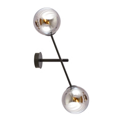 Linear black wall lamp, graphite glass
