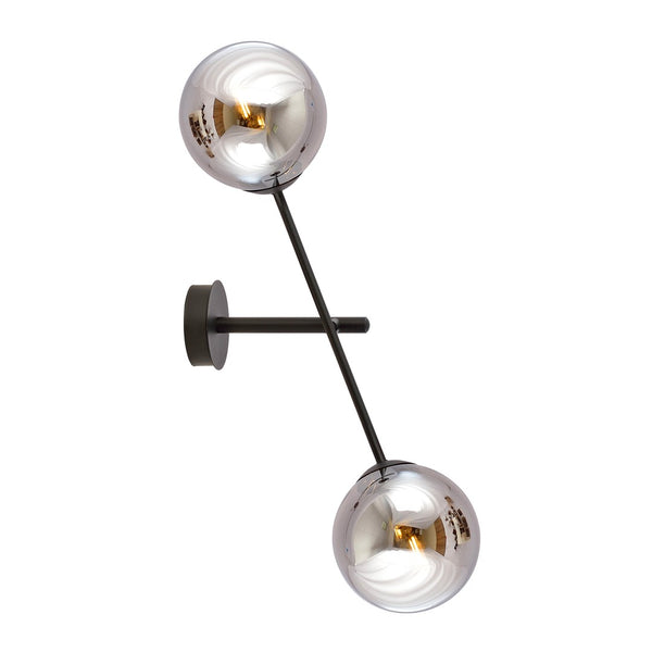 Linear black wall lamp, graphite glass