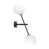 Linear 2-light wall sconce, black, opal glass