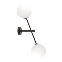 Linear 2-light wall sconce, black, opal glass
