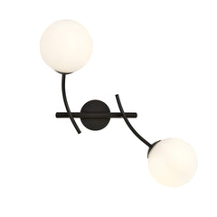 Hunter black wall lamp, opal glass