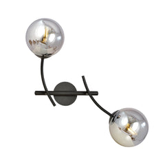 Hunter black wall light, graphite glass
