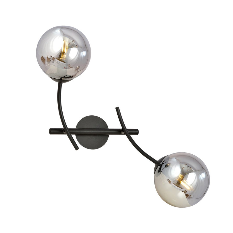 Hunter black wall light, graphite glass