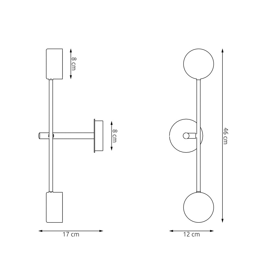 Natsu 2-light wall lamp black