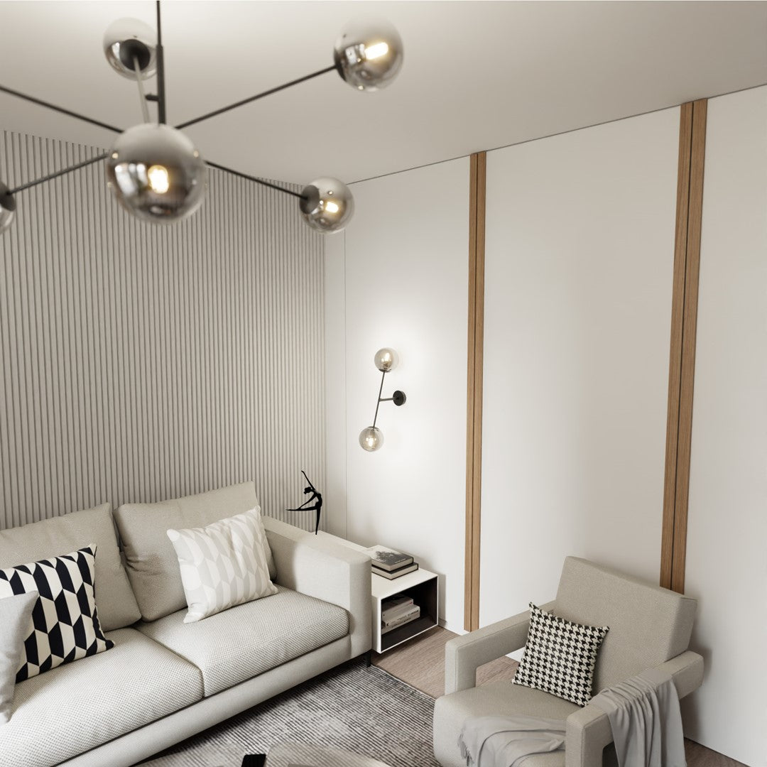 Linear black wall lamp, graphite glass