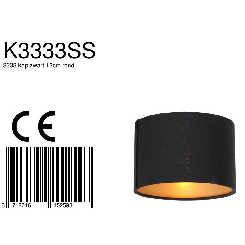 K3333SS black lampshade 13 cm round