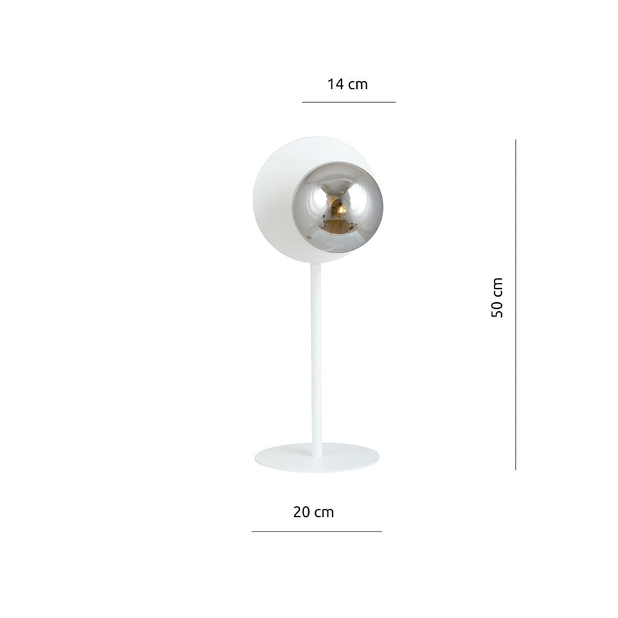 Schéma coté indiquant 50 cm de hauteur, 20 cm de base et 14 cm de diffuseur