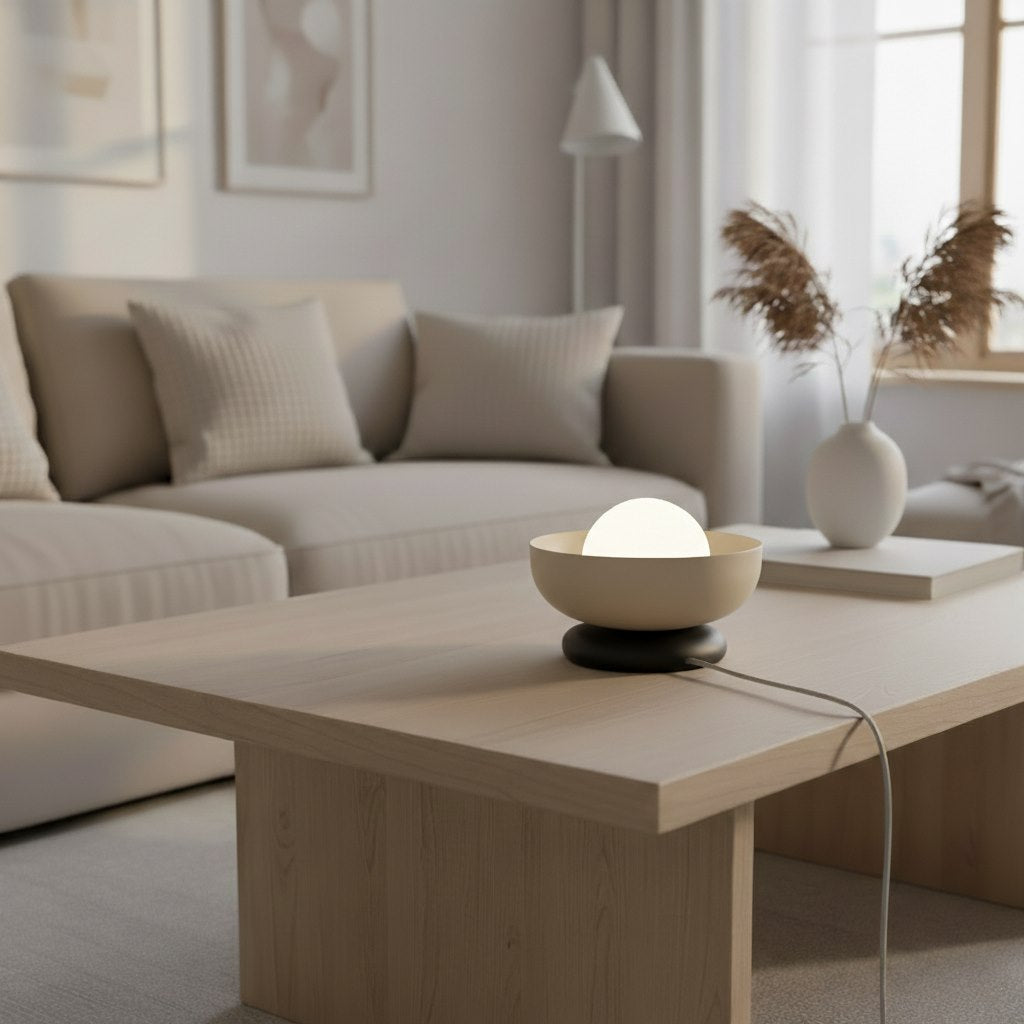 Ozzy black and mocha bedside lamp