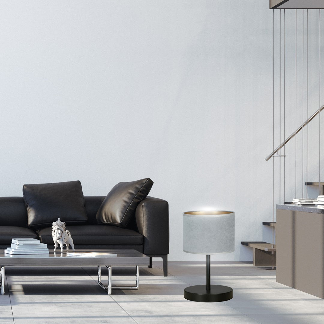 Black and grey Hilde bedside lamp