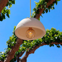 Rope and wood pendant lights