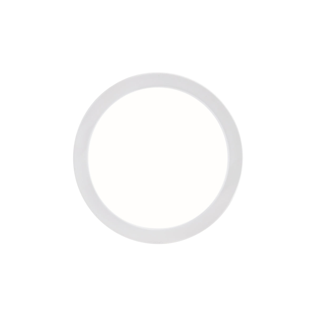 Vue de face d'un spot LED encastrable blanc au diffuseur circulaire